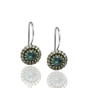 Round Model Silver Earrings With Aquamarine (NG201015714)