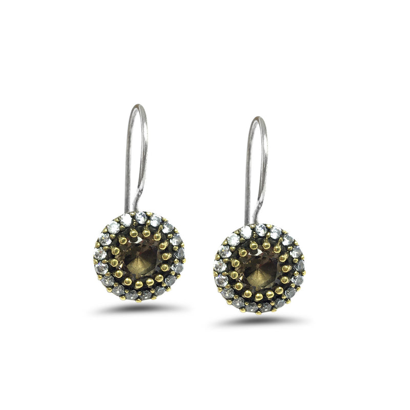 Round Model Silver Earrings With Peridot (NG201015720)