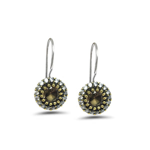 Round Model Silver Earrings With Citrine (NG201015721)