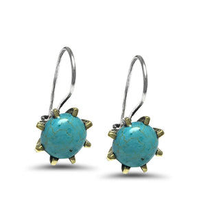 Round Model Silver Earrings With Turquoise (NG201015722)