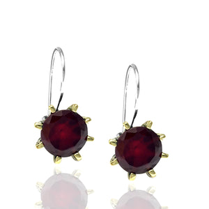 Round Model Silver Earrings With Ruby (NG201015724)