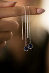 Drop Model Silver Earrings With Black Zircon (NG201015757)