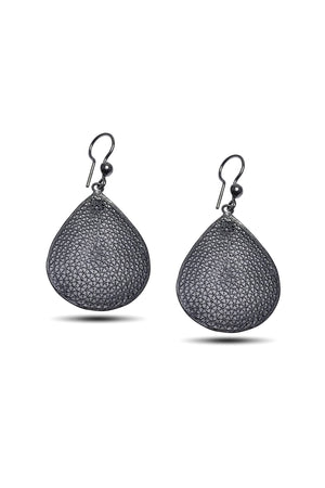 Drop Model Oxidized Filigree Silver Earrings (NG201017326)