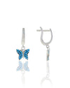 Rose Plated Butterfly Model Silver Earrings With Turquoise (NG201017732)