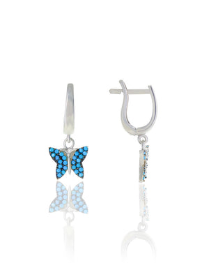 Rose Plated Butterfly Model Silver Earrings With Turquoise (NG201017732)