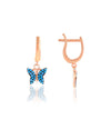 Rose Plated Butterfly Model Silver Earrings With Turquoise (NG201017732)