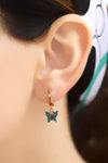 Rose Plated Butterfly Model Silver Earrings With Turquoise (NG201017732)