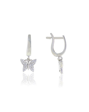 Rose Plated Butterfly Model Silver Earrings With Zircon (NG201017730)