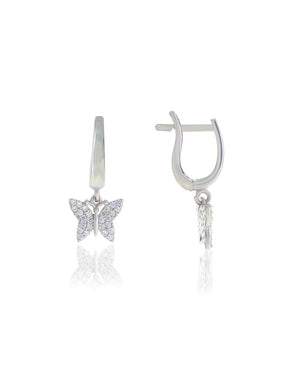 Rose Plated Butterfly Model Silver Earrings With Zircon (NG201017730)