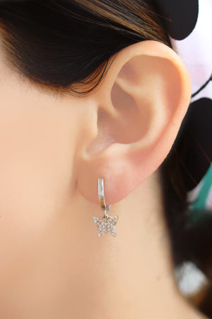 Rose Plated Butterfly Model Silver Earrings With Zircon (NG201017730)