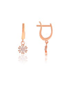 Rose Plated Snow Flake Model Silver Earrings With Zircon (NG201017737)