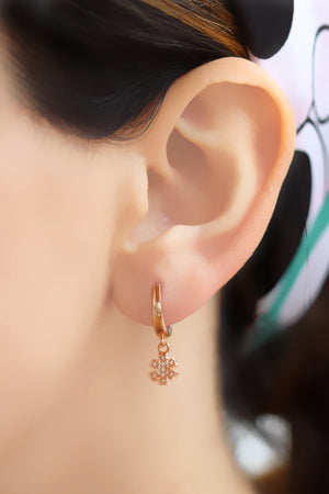 Rose Plated Snow Flake Model Silver Earrings With Zircon (NG201017737)