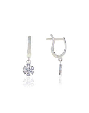 Rose Plated Snow Flake Model Silver Earrings With Zircon (NG201017737)