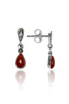 Drop Model Silver Earrings With Agate and Marcasite (NG201017991)