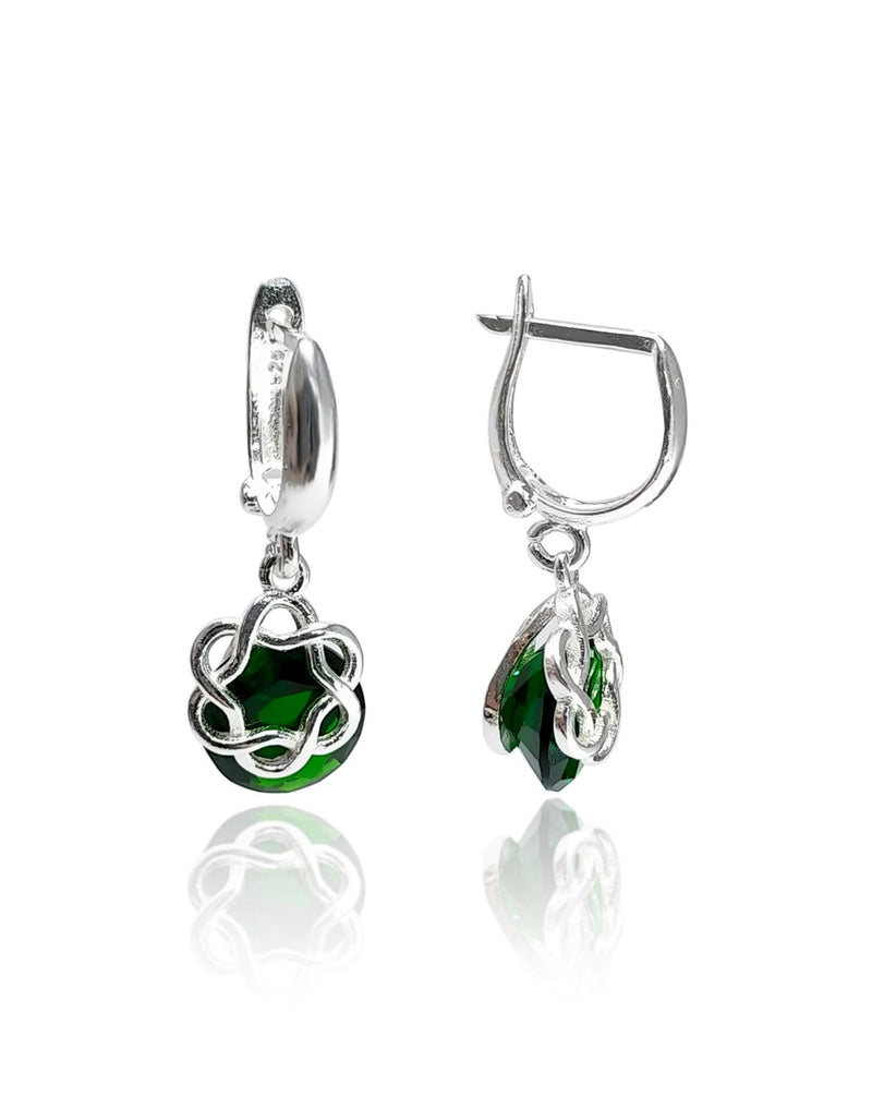 Authentic Sterling Silver Earrings With Emerald (NG201019028)