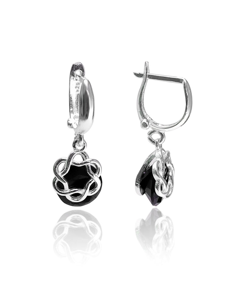 Authentic Sterling Silver Earrings With Black Zircon (NG201019030)