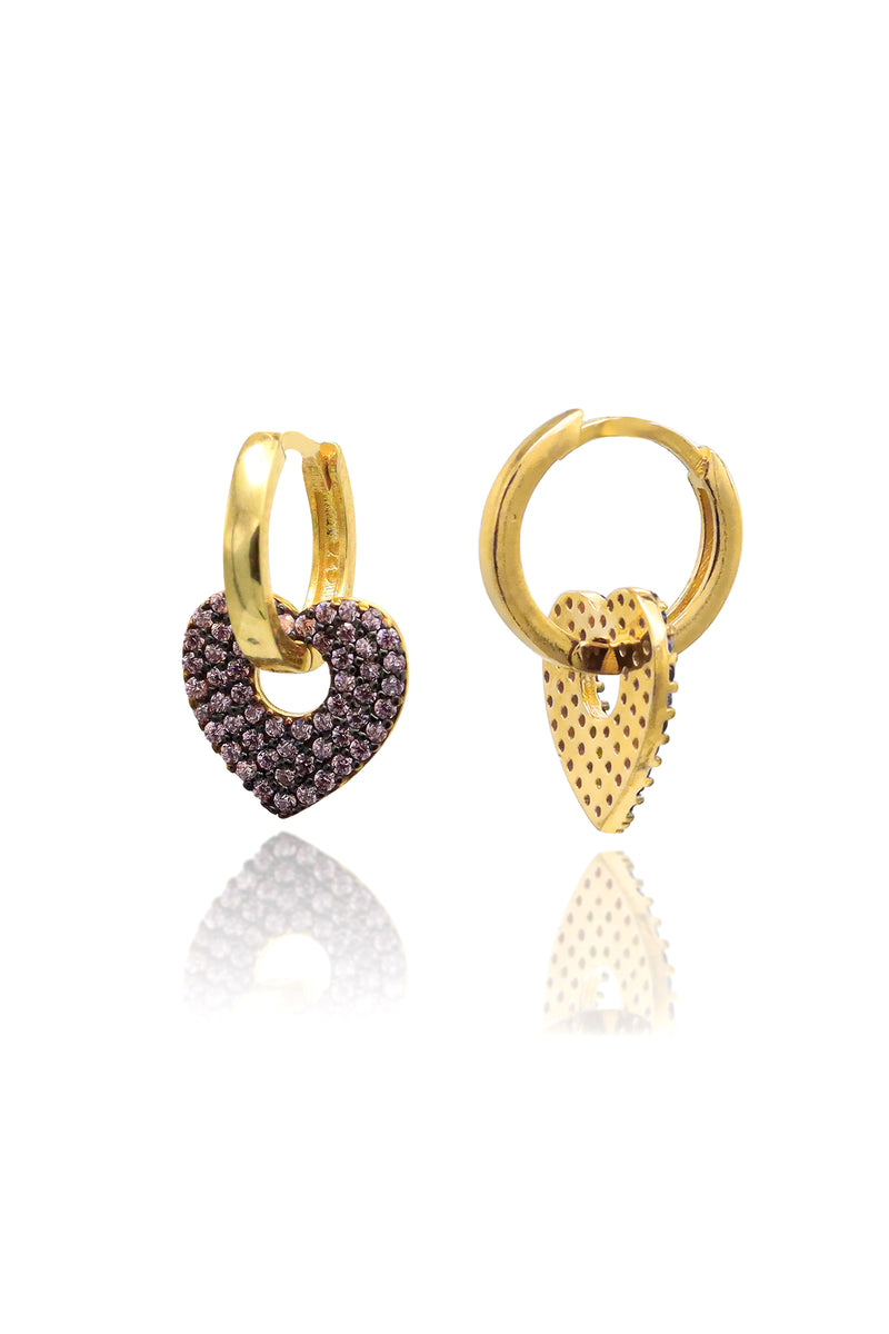 Gold Plated Heart Model Silver Earrings With Zircon (NG201019362)