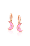 Rose Plated Crescent Moon Model Silver Earrings (NG201019651)