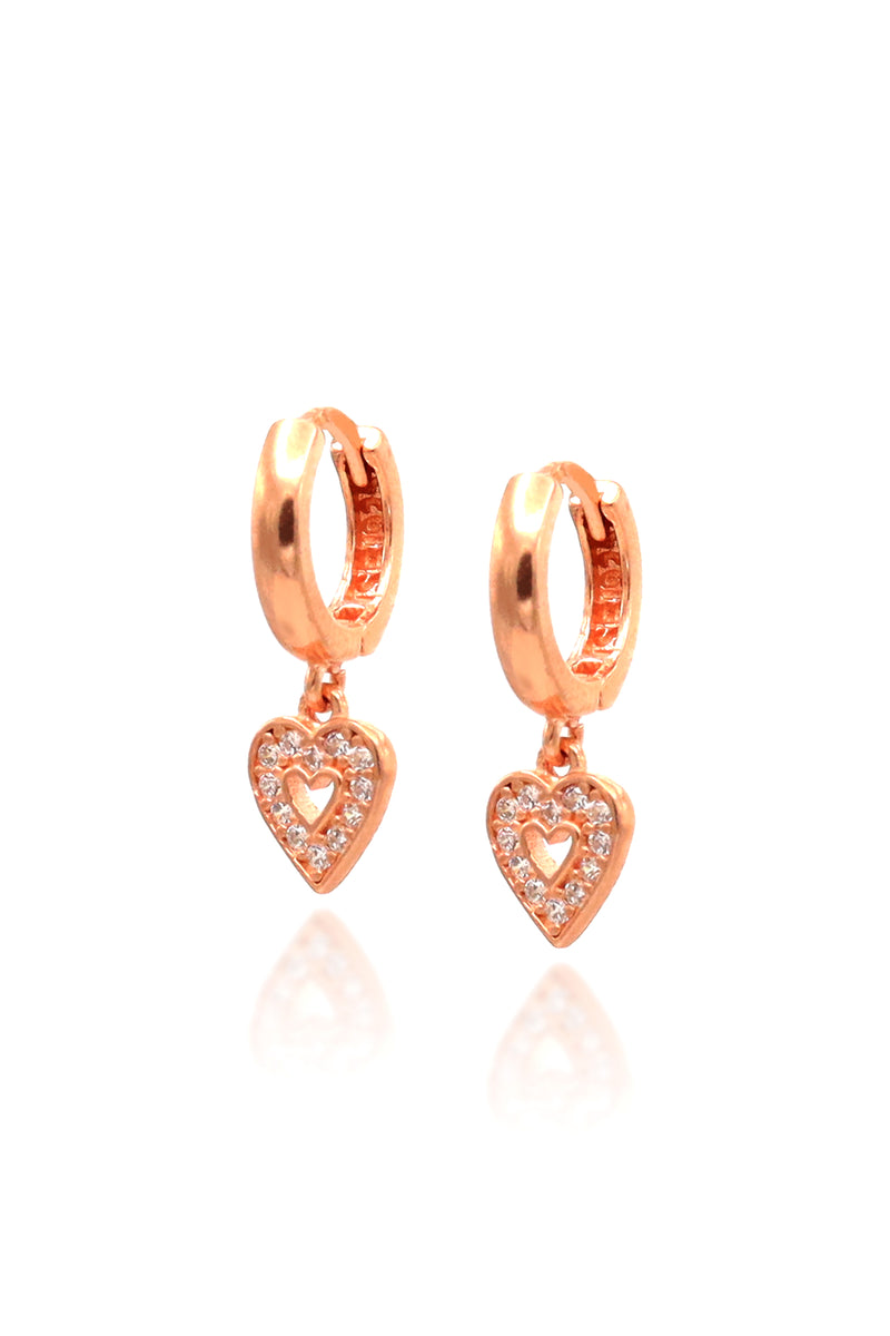 Rose Plated Heart Model Silver Earrings With Zircon (NG201019431)