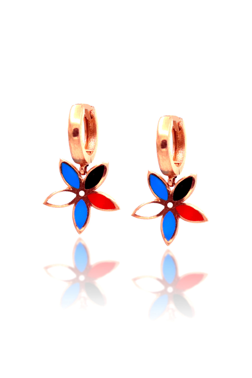 Rose Plated Floral Model Silver Earrings (NG201019448)