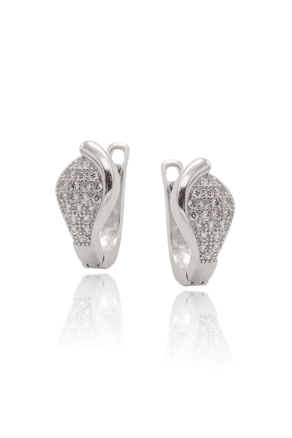 Oval Model Silver Earrings With Zircon (NG201019478)