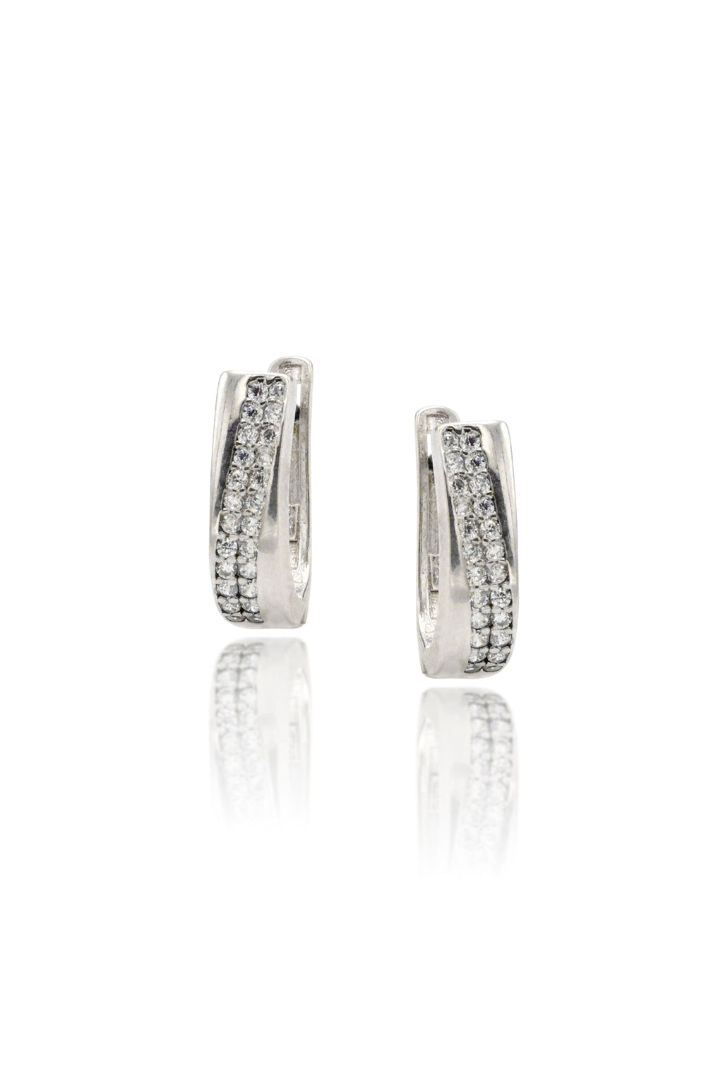 Rectangle Model Silver Earrings With Zircon (NG201019479)