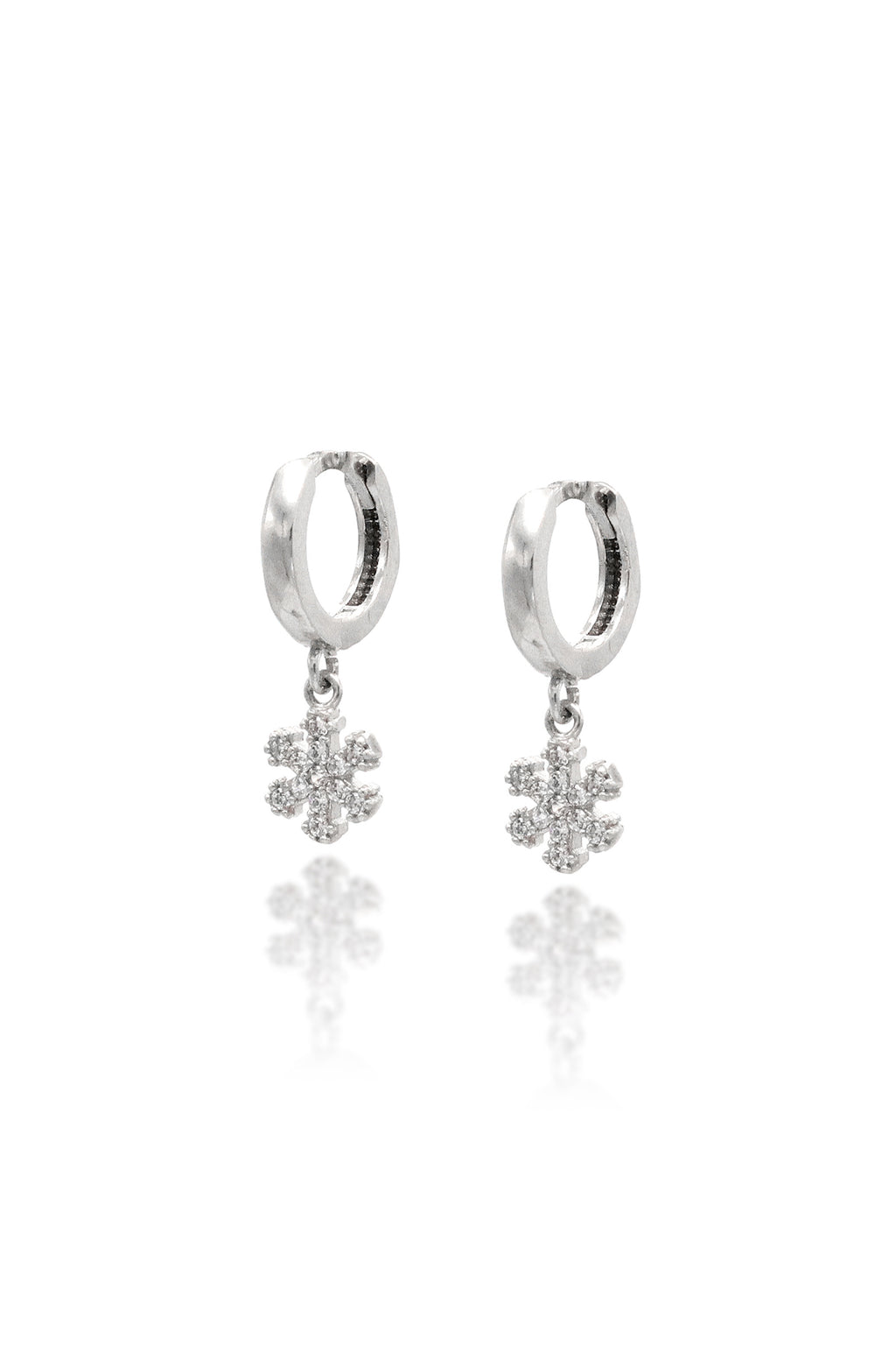 Snow Flake Model Silver Earrings With Zircon (NG201019480)