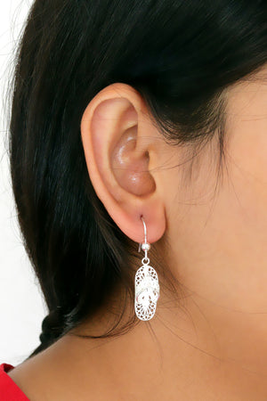 Slipper Model Handmade Filigree Silver Earrings (NG201019498)