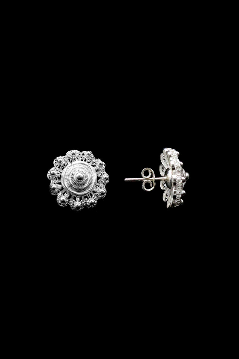 Floral Model Handmade Filigree Silver Earrings (NG201019501)