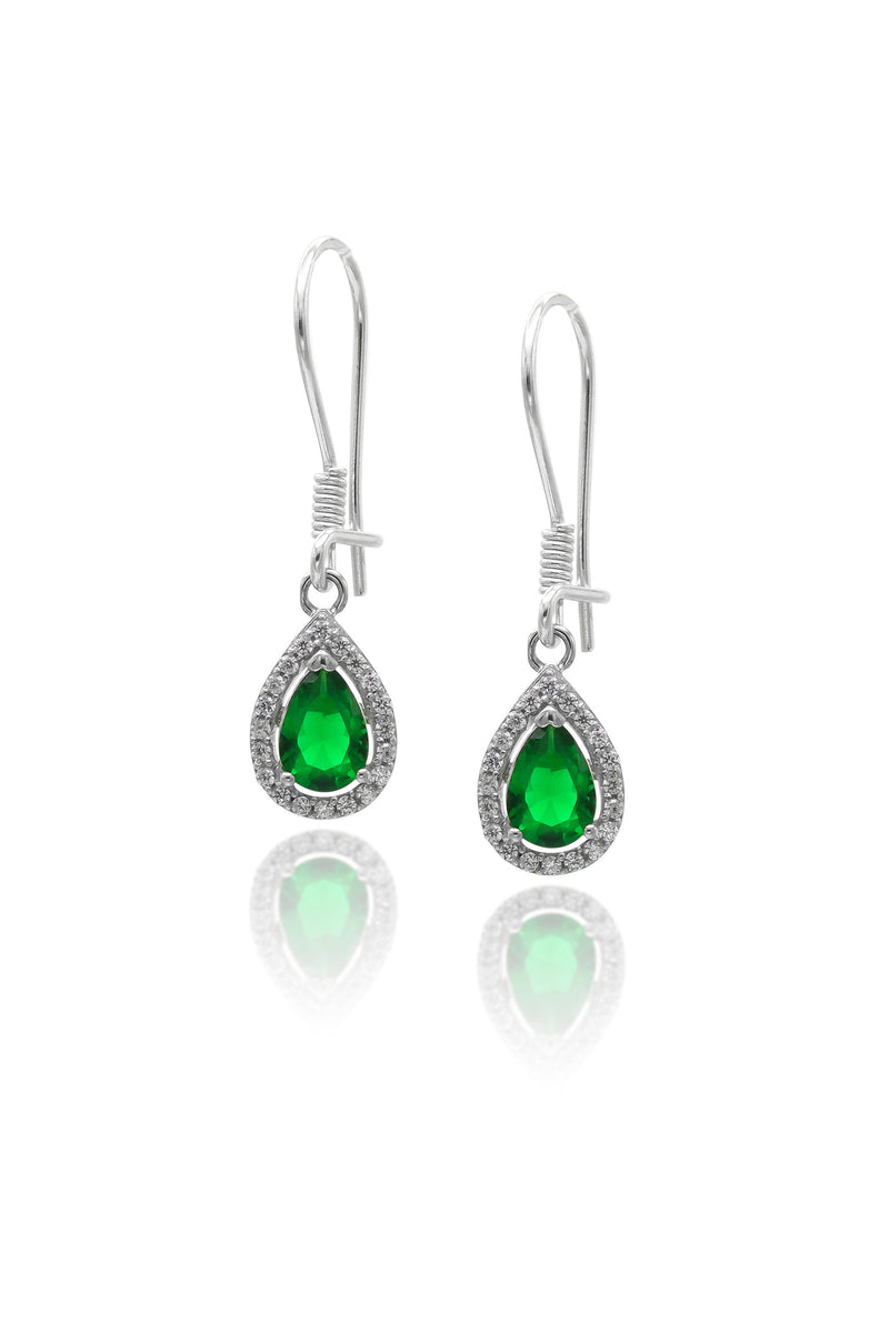 Drop Model Silver Earrings With Emerald (NG201020118)