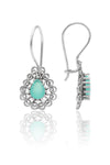 Drop Model Handmade Filigree Silver Earrings With Blue Topaz (NG201020226)