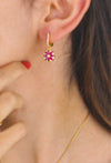 Lotus Flower Model Silver Earrings With Ruby (NG201021431)