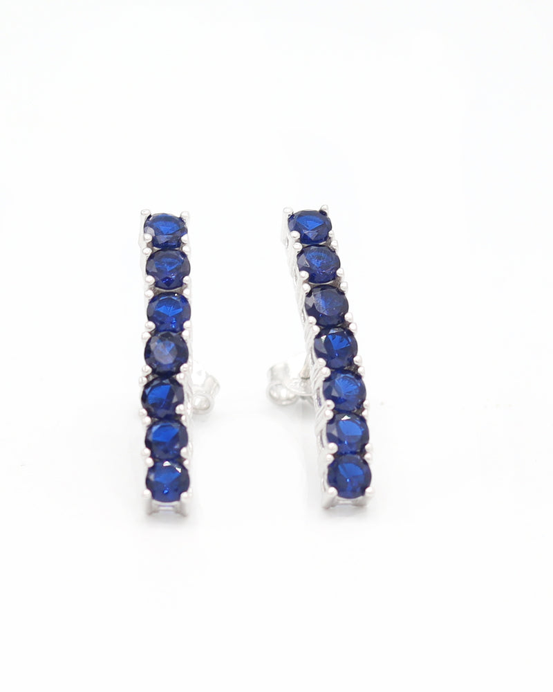 Waterway Model Silver Earrings With Sapphire (NG201021523)