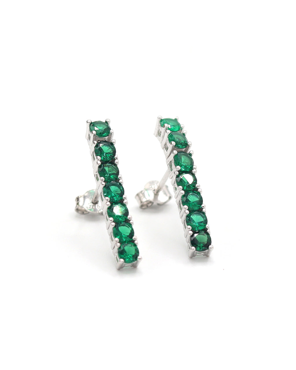 Waterway Model Silver Earrings With Emerald (NG201021528)