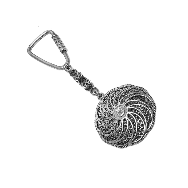 Handmade Filigree Sterling Silver Keychain (NG201016247)