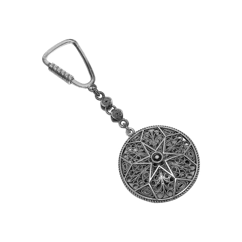 Handmade Filigree Sterling Silver Keychain (NG201017283)