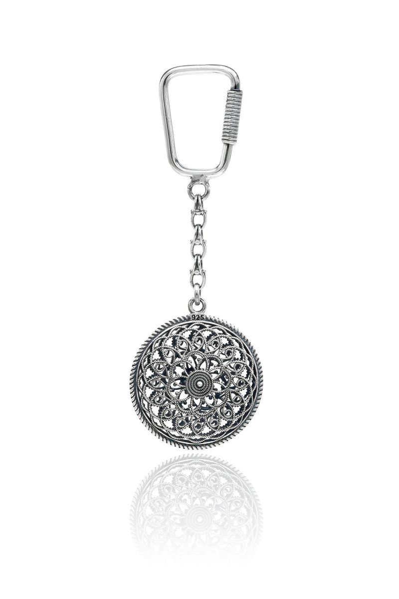 Handmade Filigree Sterling Silver Keychain (NG201020740)