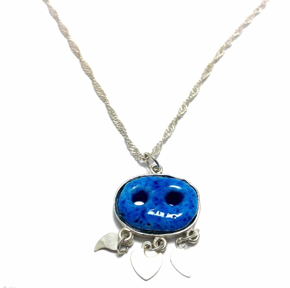 Syrian Evil Eye Model Silver Necklace With Turquoise (NG201000696)