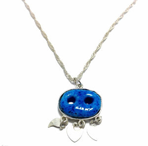 Syrian Evil Eye Model Silver Necklace With Turquoise (NG201000696)
