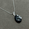 Authentic Silver Necklace With Onyx and Marcasite (NG201021156)