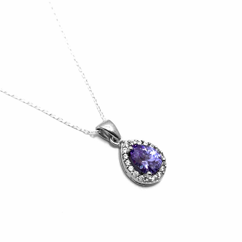 Drop Model Authentic Silver Necklace With Amethyst (NG201013049)