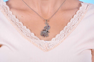 Peacocks Model Authentic Handmade Filigree Silver Necklace (NG201013435)