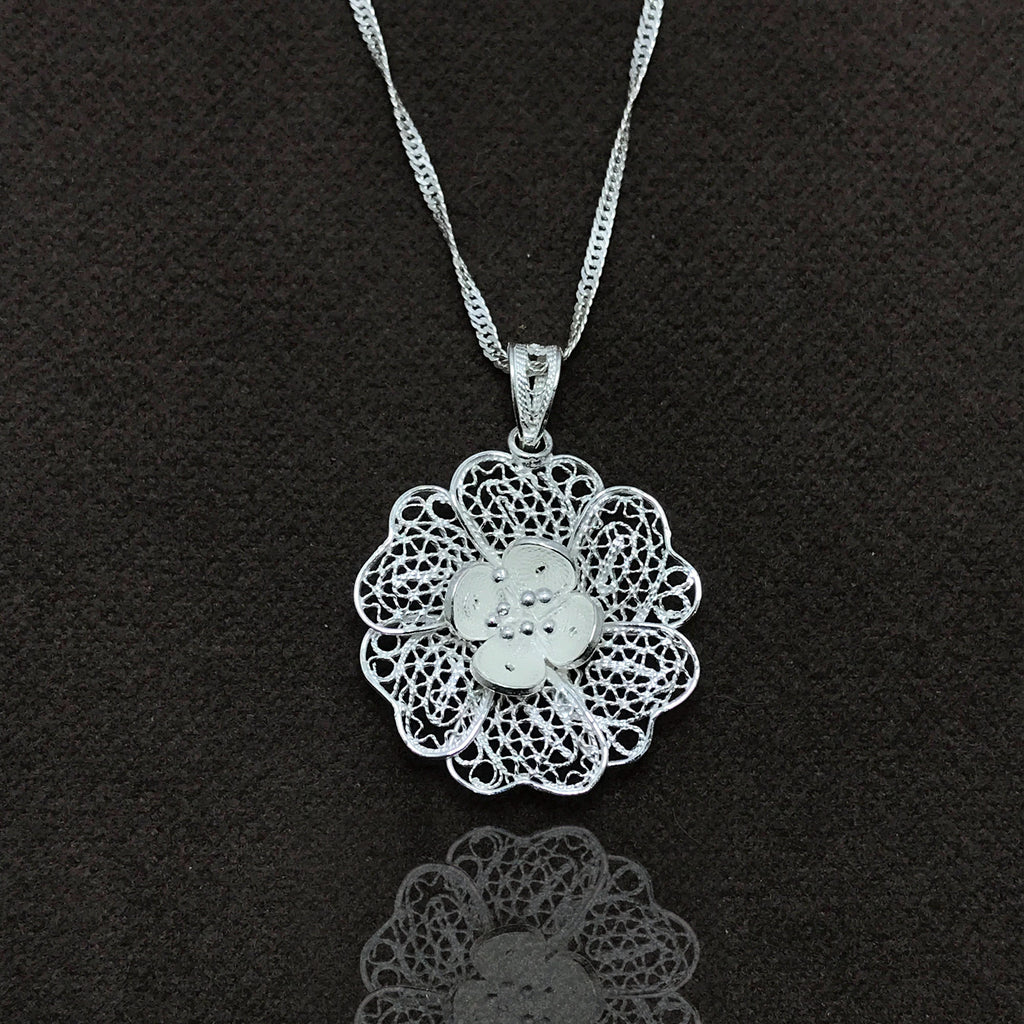 Lily Model Filigree Sterling Silver Necklace (NG201014364)