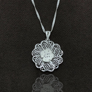 Lily Model Filigree Sterling Silver Necklace (NG201014364)