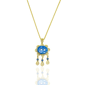 Syrian Evil Eye Model Silver Filigree Necklace With Turquoise (NG201015539)
