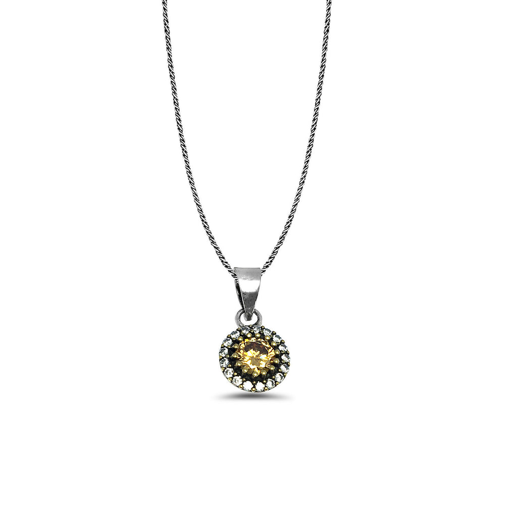 Round Model Authentic Silver Necklace With Citrine (NG201015658)