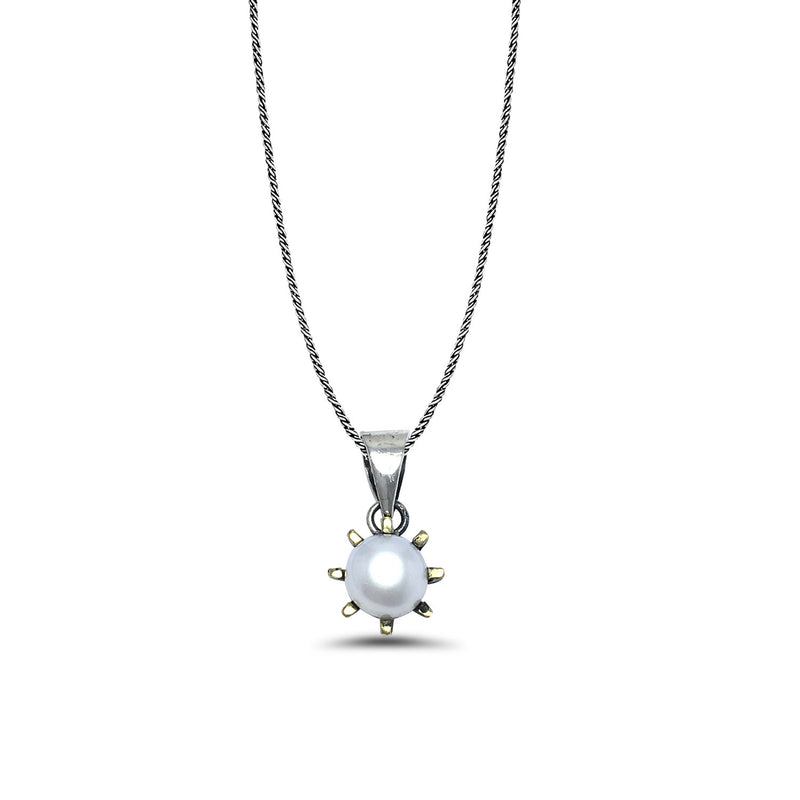 Round Model Authentic Silver Necklace With Pearl (NG201015660)
