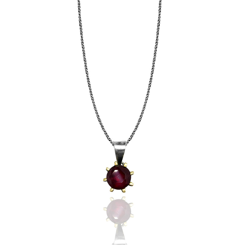 Round Model Authentic Silver Necklace With Ruby (NG201015662)