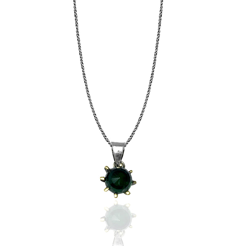 Round Model Authentic Silver Necklace With Emerald (NG201015665)