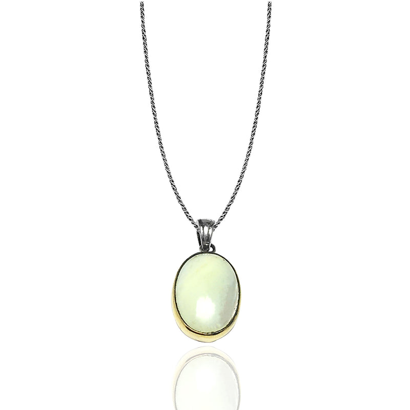 Oval Model Authentic Silver Necklace With Mother of Pearl (NG201015691)
